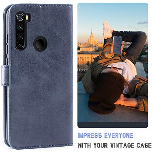 Mulbess Funda Xiaomi Redmi Note 8 [Libro Caso Cubierta] [Vintage de Billetera Cuero de la PU] con Tapa Magnética Carcasa para Xiaomi Redmi Note 8 Case, Azul Marino