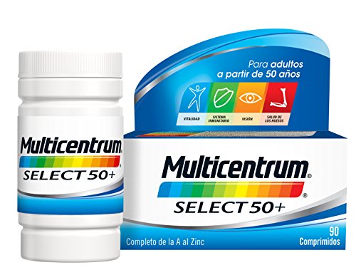 Multicentrum Select 50+, Complemento Alimenticio con 13 Vitaminas y 11 Minerales, para Adultos a partir de los 50 años - 90 Comprimidos