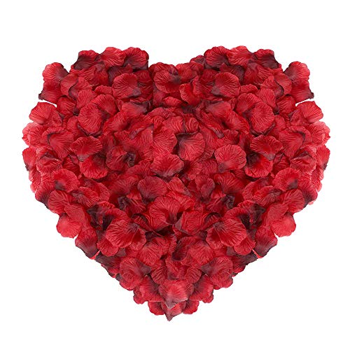 Naler 2000 Piezas de pétalos de Rosa de Seda Artificial Rojos para el día de San Valentín, proponer, Flores de Boda, Confeti, dispersión de Mesa