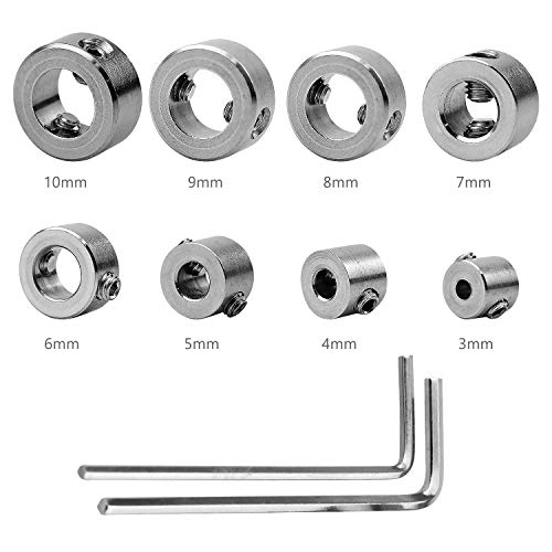 NATEE 8pcs Anillo Posicionador, Topes de Profundidad de Broca Acero Inoxidable con Llave Hexagonal 3mm 4mm 5mm 6mm 7mm 8mm 9mm 10mm