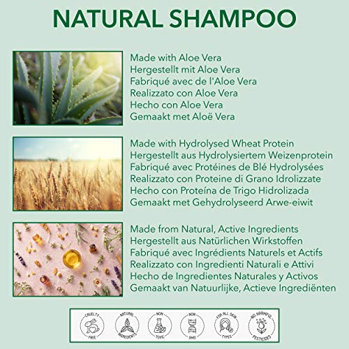 NATURAL - CHAMPÚ - REPARA Y CRECE - con ALOE VERA, RICINO, AGUACATE Y MENTA - 250 ml - por POO FREE - Sin Sulfatos, Sin Parabenos, Sin Silicona. Concentrado, Fàcil de Enjuagar.