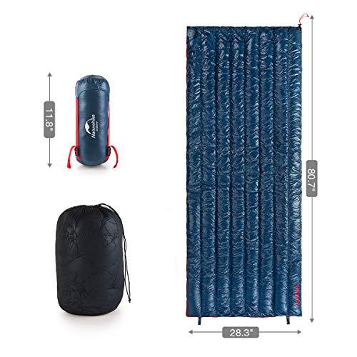 Naturehike Ultraligero de plumón de ganso blanco Rectangular Sacos de dormir de invierno 2 ℃ Límite (Azul marino)