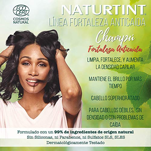 Naturtint Eco Champú de Maca Fortaleza Anticaída - Limpia, Fortalece y aporta Densidad | Frena caída y Aumenta el Brillo Capilar | Sin Sulfatos SLES, SLS ni Parabenos | 99% Ingr. Naturales - 330ml