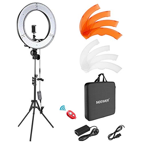 Neewer Iluminación Kit: 48cm Exterior 55W 5500K Regulable LED Luz del Anillo, Soporte de Luz, Receptor para el teléfono Inteligente, Youtube, TikTok, para Autorretrato de Grabación