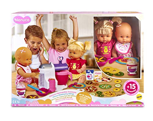 Nenuco - Hermanitas Traviesas en la Cocina, 2 Muñecas Bebés Comiditas, Multicolor, (Famosa 700015155)