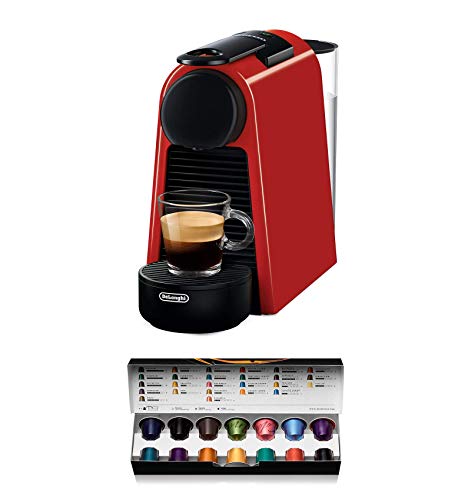 Nespresso De'Longhi Essenza Mini EN85.R - Cafetera monodosis de cápsulas Nespresso, compacta, 19 bares, apagado automático, color rojo