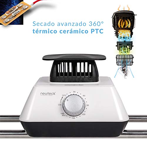 NEWTECK Secadora de Ropa Eléctrica Portátil Secadry XXL, Secadora por Ventilación, 1200W, Gran Capacidad 15 Kg, Temporizador 180 min, 3 Niveles, Silencioso, Multifunción: Secadora, Armario, Tendedero