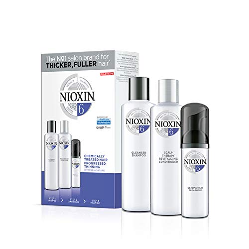 NIOXIN - Trial Kit (Champú, Acondicionador y Tratamiento) Sistema 6- CABELLO QUIMICAMENTE TRATADO _DEBILITAMIENTO AVANZADO_HIDRATACION INTENSA -(300ml+300ml+100ml)