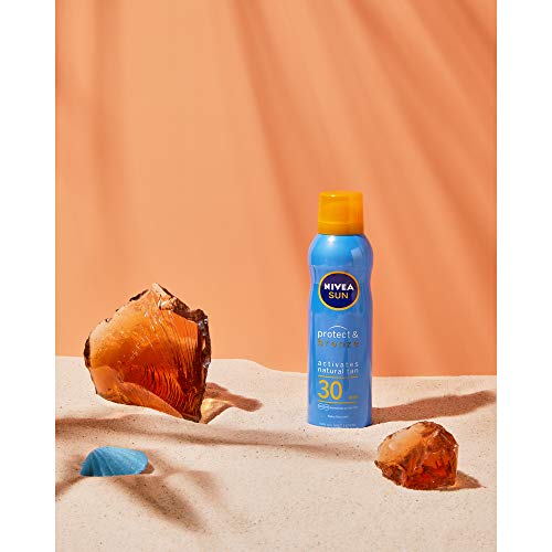 NIVEA SUN Protege & Broncea Aceite en Bruma FP30 (1 x 200 ml), aceite solar activador del bronceado con protección solar alta, bruma solar resistente al agua