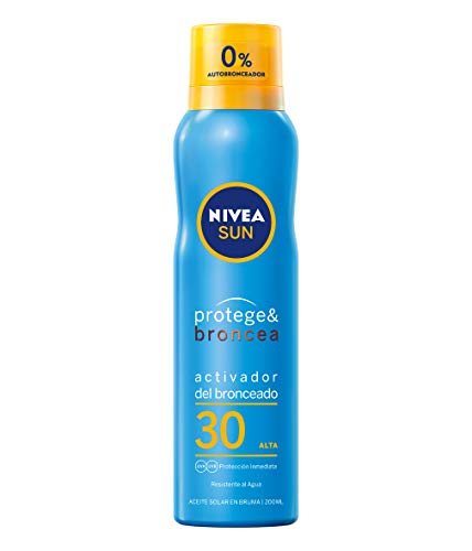 NIVEA SUN Protege & Broncea Aceite en Bruma FP30 (1 x 200 ml), aceite solar activador del bronceado con protección solar alta, bruma solar resistente al agua