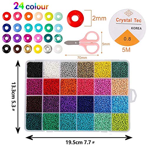 non-branded Cuentas de Colores 2mm Mini Cuentas y Abalorios Cristal para DIY Pulseras Collares Bisutería (24 Colores)