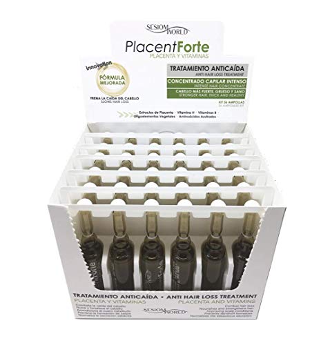 NUEVO ENVASE: Tratamiento Anticaída PlacentForte Placenta y Vitaminas sesiomworld 36 ampollas