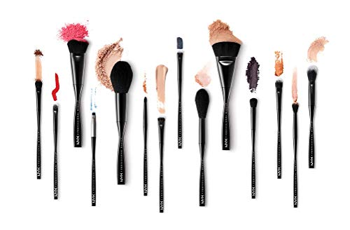 NYX Professional Makeup Pincel de cejas Pro Dual Brow Brush, Dos lados: cepillo espiral y cepillo en ángulo, Fibras sintéticas, Negro