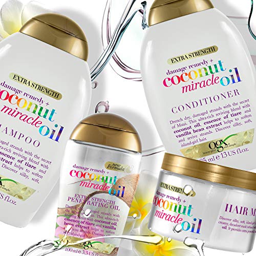 OGX, Mascarilla Coconut Miracle Oil, Repara y Revive, Cabellos Dañados y Frágiles, 168g