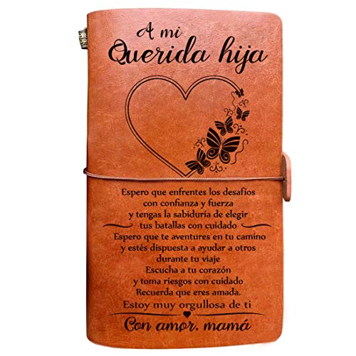 OMNIQI Regalo para hija, Un regalo de mamá a hija, Diario de cuero para mi hija, regalos originales cuaderno de viaje notas, libretas bonitas ideas regalo mujer, regalo de navidad de madre a hija