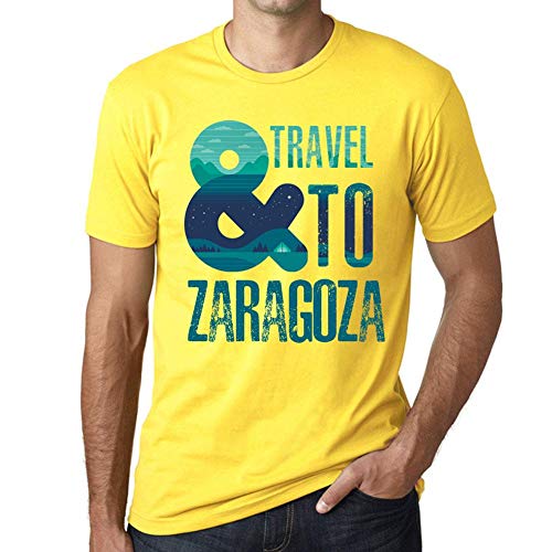 One in the City Hombre Camiseta Vintage T-Shirt Gráfico and Travel To Zaragoza Amarillo