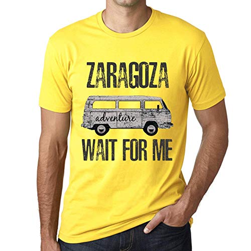 One in the City Hombre Camiseta Vintage T-Shirt Gráfico Zaragoza Wait For Me Amarillo