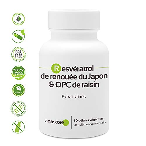 OPC DE UVA Y RESVERATROL * 60 mg / 60 cápsulas * Titulado al 95% en proantocianidinas y al 50% en resveratrol * Antioxidantes, Cardiovascular, Próstata