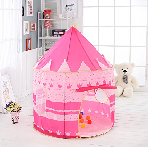 Opret Tienda de Princesa para Niñas Pop Up Carpa Plegable para Niños Carpa Rosa con Bolsa de Transporte y Luz de Cadena para Interiores y Exteriores