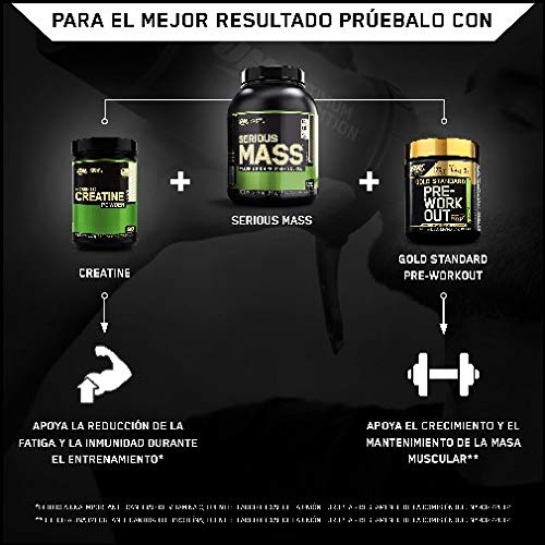 Optimum Nutrition ON Serious Mass Proteina en Polvo Mass Gainer Alto en Proteína, con Vitaminas, Creatina y Glutamina, Chocolate, 8 Porciones, 2.73 kg, Embalaje Puede Variar