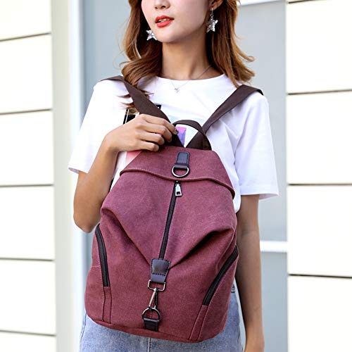 Padgene Mochila de Lona para Mujer, Bolsa De Viaje De Gran Capacidad Informal De La Vendimia Bolso Mochila Mujer Casual Para Vacaciones Viajes Senderismo Camping (Morado)