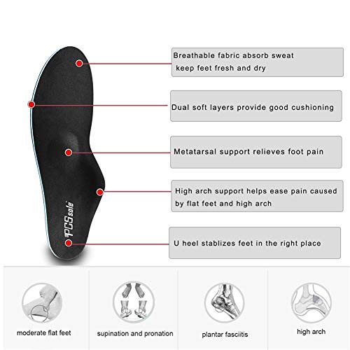 PCSsole La plantilla apoya la plantilla ortopédica funcional médica suave del pastel del alto arco, pie plano de la inserción, fascitis plantar, dolor de pie