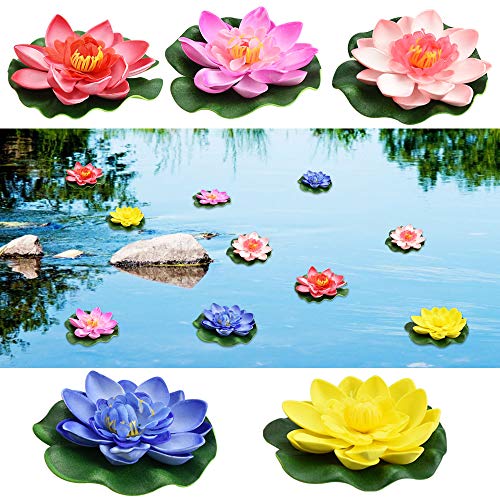 PERFETSELL 5 Pcs Nenufares Artificiales Flotantes Plantas Flotantes Artificiales Flores Artificiales Flotantes Lirio de Agua Artificial Flotante Decoración Bonita para Estanque Piscinas Escenario