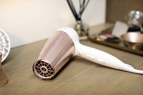 Philips DryCare Prestige HP8280/00 - Secador de Pelo Profesional, Motor DC, Ionico, Boquilla y DifUsor, 3 Velocidades, 3 Temperaturas, 2300 W, Blanco y Rosa