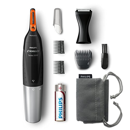 Philips Norelco NoseTrimmer 5100 NT5175/49 depiladora de precisión Negro, Naranja, Plata - Depiladoras de precisión (Barba, Oído, Ceja, Moustache, Nariz, Negro, Naranja, Plata, AA, Barba, Ceja, Nariz)