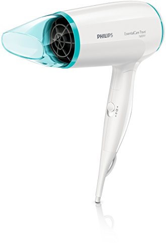 Philips Thermoprotect BHD006 - Secador de Pelo de Viaje, Doble Voltaje, DifUsor, 2 Velocidades, 2 Temperaturas, 1600 W, Blanco