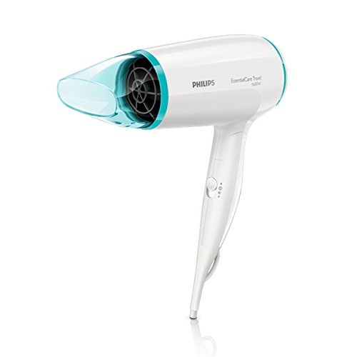 Philips Thermoprotect BHD006 - Secador de Pelo de Viaje, Doble Voltaje, DifUsor, 2 Velocidades, 2 Temperaturas, 1600 W, Blanco