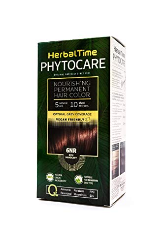 Phytocare Tinte permanente y nutritivo para cabello sin amoniaco, sin PPD, sin SLS, sin parabenos Color Caoba Intenso 6NR