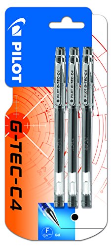 Pilot G-Tec-C4 - Bolígrafo roller de gel (3 unidades), color negro