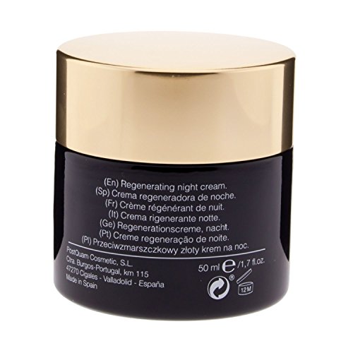 Postquam - Crema de Noche Luxury Gold | Crema Hidratante con Acido Hialuronico y Oro Coloidal - 50 Ml