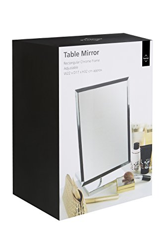 Premier Housewares - Espejo cosmético con Base (Rectangular, tamaño Grande), Cromado