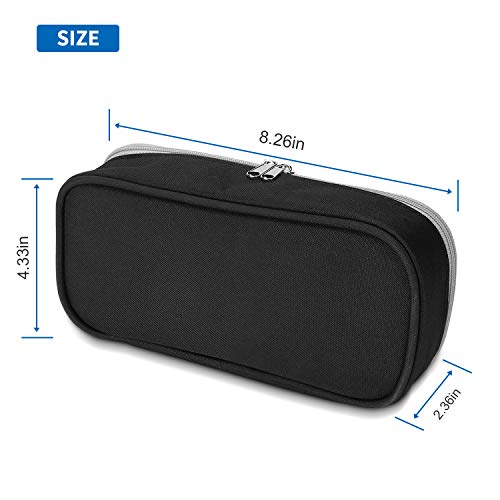 ProCase Estuche Escolar Gran Capacidad, Bolsa de Lápiz Portable Lapicero para Material de Papelería Maquillaje con Cremallera Doble para Estudiantes en Escuela y Empleados en Oficina –Negro