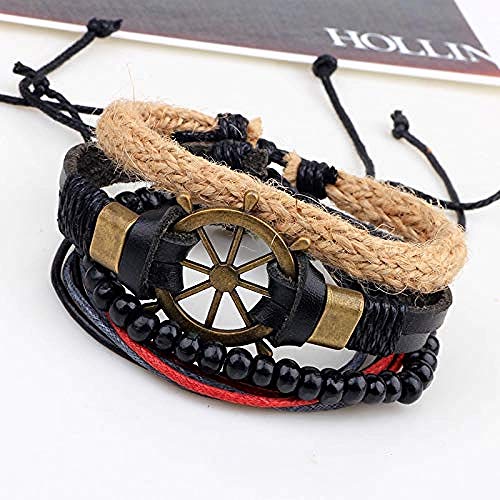 Pulsera de Halloween Pulsera Punk Genuino Wrap Pulseras de cuero Hombres para mujeres Timón Brazalete Pulsera Accesorios de joyería Venta al por mayor Diy Beads Bangles Hombre Mujer Brazalete de pulse