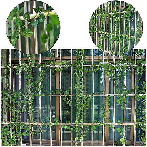 QH-Shop Hojas de Vid,Artificial Guirnalda Plantas de Follaje de Seda para Hogar Jardín Valla Boda Fiesta Ventana Escalera Exterior 12 Packs