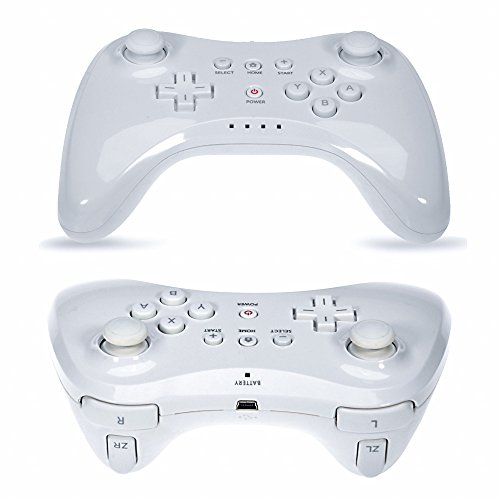 QUMOX 2 x Controlador Mando de Juego inalámbrico Bluetooth U Pro Controller Gamepad para Nintendo Wii U, Blanco