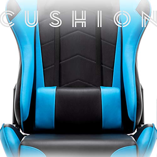 Racing Silla Gamer, IntimaTe WM Heart Silla Gaming de Ergonómica, Silla con Reposacabeza Apoyo y Cojín Lumbar, Cuero Sintético PU, para Los Jugadores de PC Gamer (Azul)