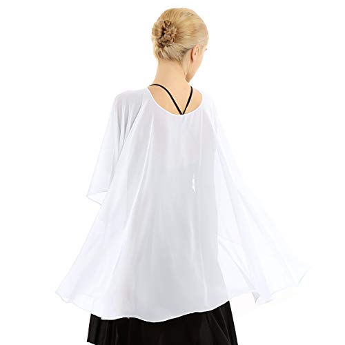 ranrann Chal Larga de Boda Fiesta para Mujer Estola de Gasa Verano Capa Chifón Elegante de Novia Cárdigan de Playa Top Bolero de Ceremonia Noche Blanco One Size