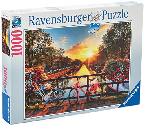 Ravensburger Bicicletas en Amsterdam - Puzzle Fotos y paisajes, Premium Puzzle con tecnología Softclick, 1000 piezas, para adultos (196067)