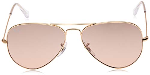 Ray-Ban Aviator Large Metal, Gafas de Sol Unisex Adulto, Transparente (Crystal Brown & Pink Silver Mirror), 58