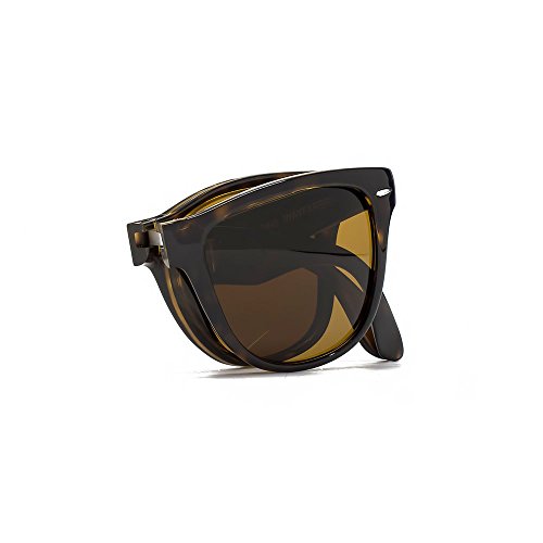 Ray-Ban de la tortuga de Brown B-15 de 54 mm PLEGABLE gafas de sol Wayfarer cuadrado clásico