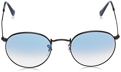 Ray-Ban Round Metal Gafas De Sol, Negro (Light Blue Gradient), 50 para Hombre