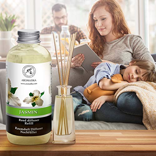 Recambio de difusor Jazmín 500ml - Aceite Esencial Puro & Natural Jazmín - Aroma de Intensas y Duraderas - 0% Alcohol - para Aromatizar el Aire en Cuartos - Baños - Hogares - Difusor Perfume