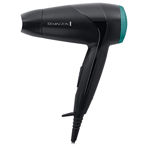 Remington D1500 - Secador de Pelo de Viaje, Plegable, Difusor Compacto y Concentrador, Negro y Verde, 2000 W