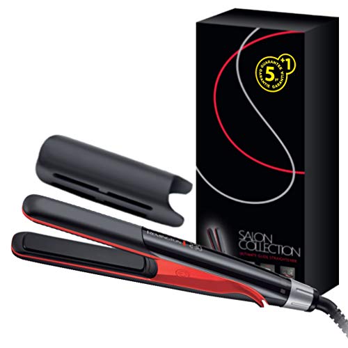 Remington Salon Collection S9700 Plancha de Pelo, Cerámica, Digital, Placas Extra Largas, Negro y Rojo, Resultados Profesionales