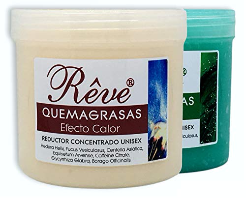 REVE PACK Quemagrasas Efecto Calor + Efecto Frio - Gel de crema reafirmante adelgazante anticelulÌtica potente reductora de abdomen, caderas y glúteos para hombre y mujer de 500 ml + 500 ml.