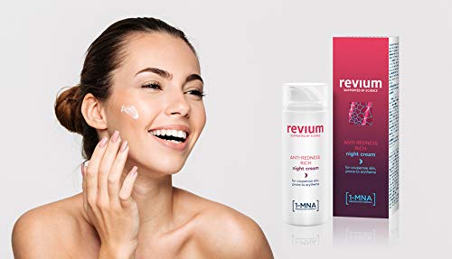 REVIUM ROSACEA - ANTI-REDNESS RICH NIGHT CREAM WITH 1-MNA MOLECULE, CHLORELLA VULGARIS GREEN ALGAE EXTRACT, ACEROLA FRIUT, MACADAMIA OIL, SHEA BUTTER, FOR COUPREOSE SKIN PRONE TO ERYTHEMA